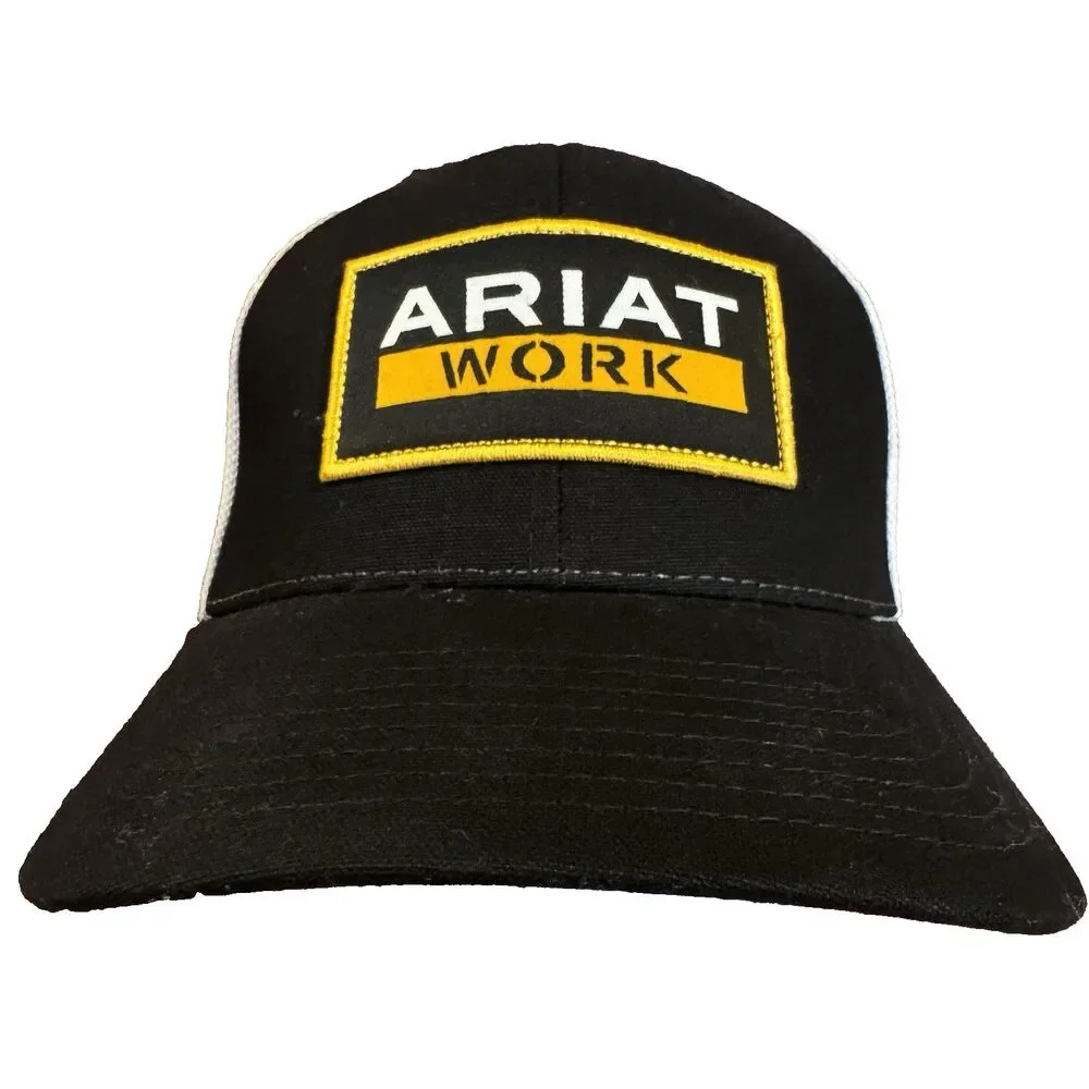 Ariat Work Trucker Hat Black White Snapback 110 Flexfit Yupoong Cap Adult